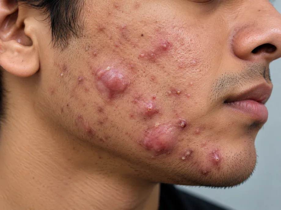 Painful nodules and cysts on cheek