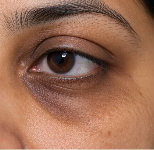 AI-generated educational clinical image illustrating Under-Eye Pigmentation (Dark Circles)